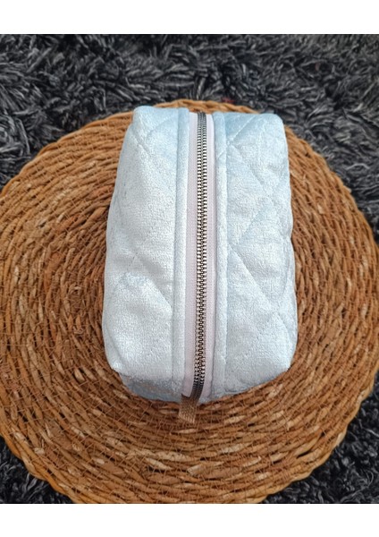 Toz Pembe Şık Kadife Kumaş Organizer Makyaj Çantası Çok Amaçlı Seyehat Çantası - Büyük Boy fiyatları