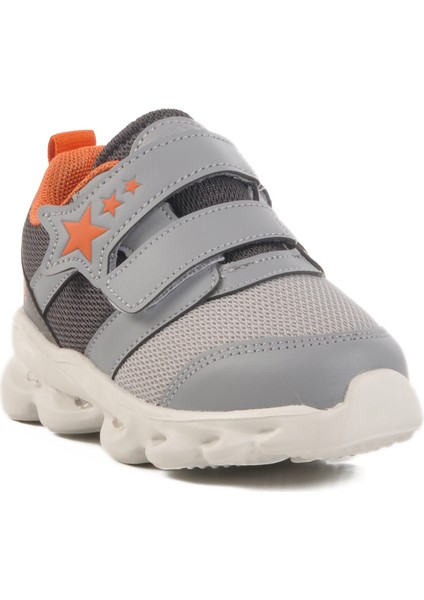 Gri Cırtlı Işıklı Hafif Unisex Çocuk Spor Ayakkabı Cayt B