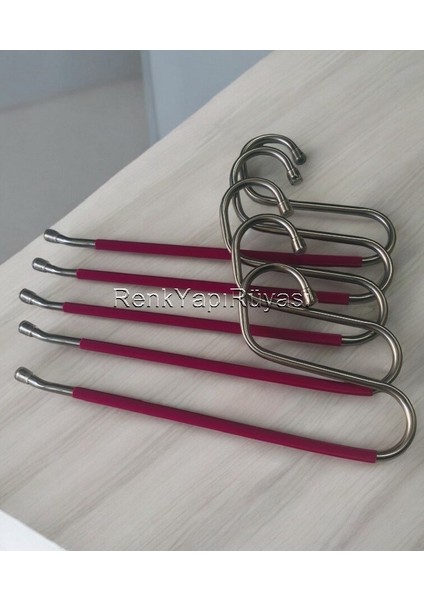 Pantolon Askısı, Askı, Kaydırmaz Silikon Kaplı Pantolon Askısı, 5 Adet Askı