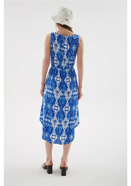 Desenli Viskon Elbise Saks indirimleri