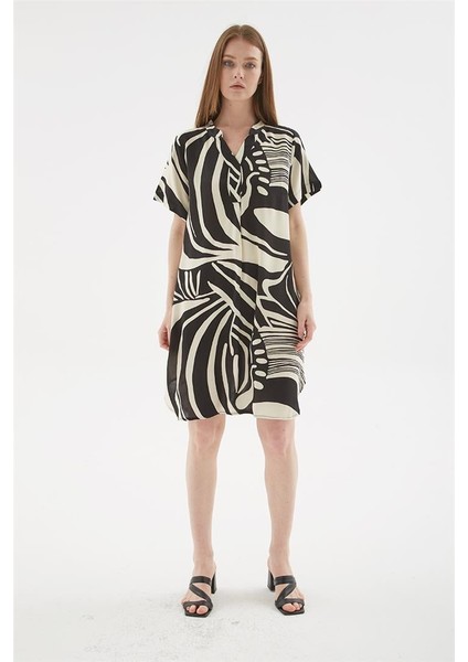 Viskon Elbise Siyah Desenli fiyatları