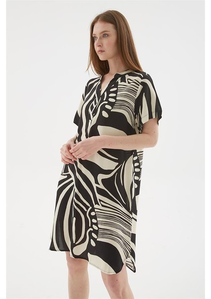 Viskon Elbise Siyah Desenli indirimleri