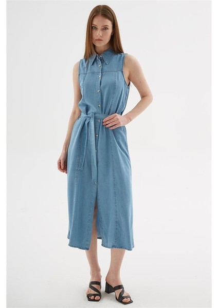 Denim Gömlek Elbise Mavi fırsatları