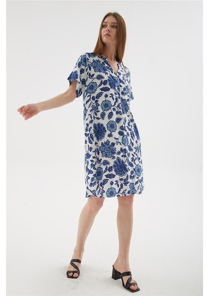 Viskon Elbise Mavi modelleri