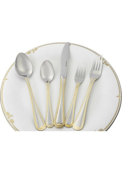 Bellissimo Gold 30 Parça Çatal Kaşık Bıçak Set Sofra Mutfak Paslanmaz Çelik 6 Kişilik Yemek