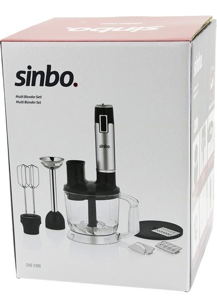 Turbo Multi Blender Seti Doğrayıcı- Mikser- Blender Rende Dilim Diskleri 300W 2lt Hazne SHB-3186 (4172)