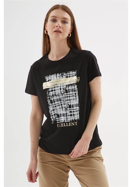 Baskılı T-Shirt Siyah modelleri