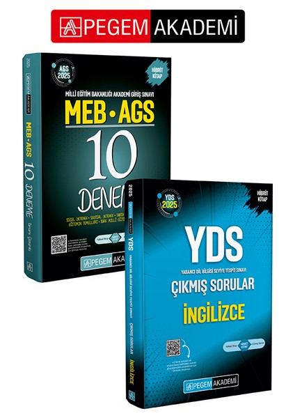 PEGEM AKADEMİ 2025 MEB-AGS Tamamı Çözümlü 10 Deneme + 2025 YDS İn