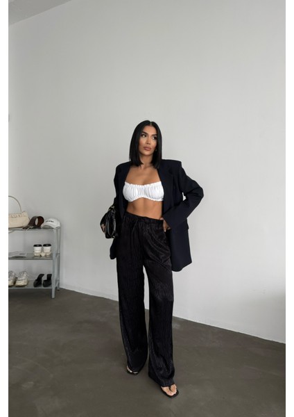 Siyah Jakarlı Saten Pantolon indirimleri