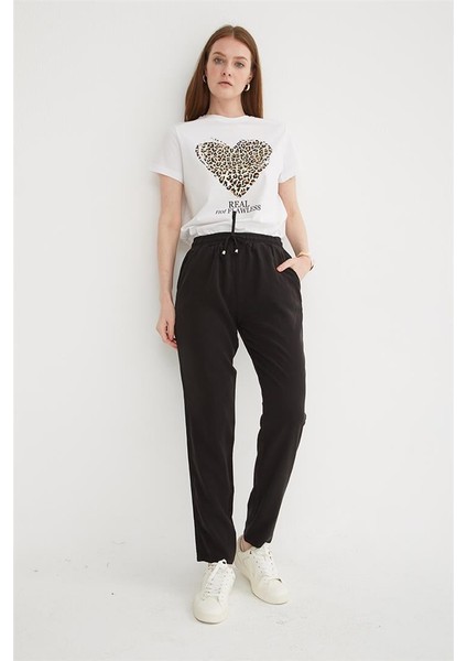 Rahat Esnek Beli Bağlamalı Pantolon Siyah indirimleri