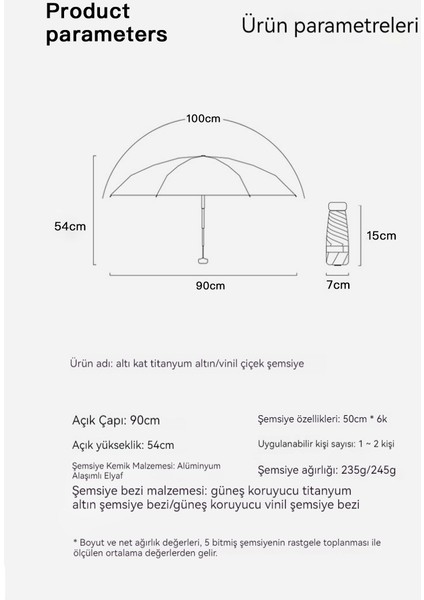 Yaz Açık 50 Güneşlik Katlanır Cep Şemsiye (Yurt Dışından)
