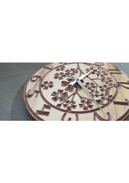El Yapımı Ahşap Duvar Saati – Çiçek Desenli | 36 cm | Sessiz Mekanizma modelleri