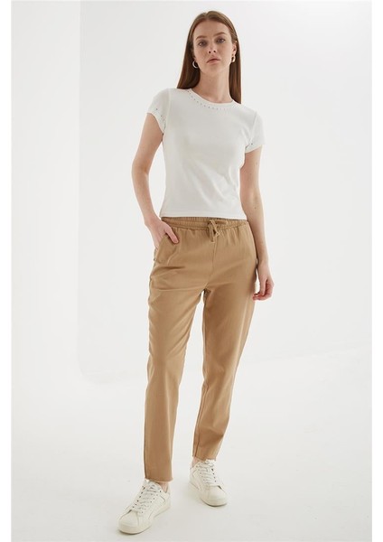 Rahat Paçası Püsküllü Pantolon Bej indirimleri