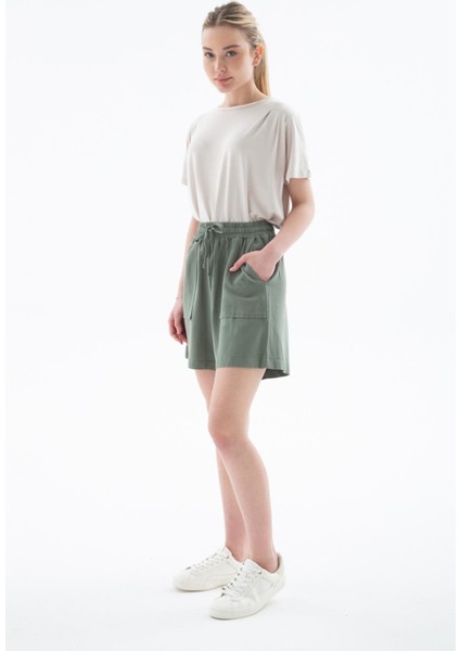 Lastikli Keten Şort Haki fiyatları