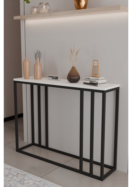 Metal Ayaklı Dresuar Dekoratif Raflı Dresuar Konsol Metal Dresuar 100 cm