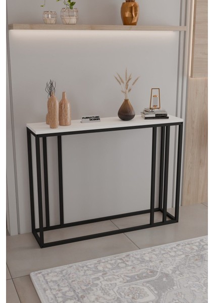 Metal Ayaklı Dresuar Dekoratif Raflı Dresuar Konsol Metal Dresuar 100 cm