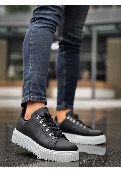 BA0505 Çengel Bağcıklı Siyah Renk Beyaz Tabanlı Günlük Ayakkabı fırsatları