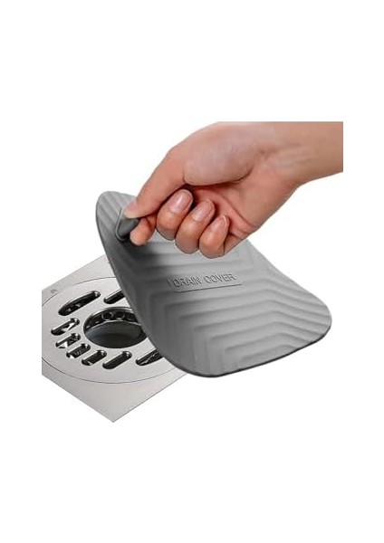 Gri Renk Kare Kötü Koku Önleyici Silikon Mat Banyo Mutfak Lavabo Balkon Gider Tıpası Kapağı