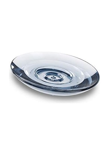 Droplet Akrilik Camdan Sabunluk, Banyo ve Mutfak Için Giderli Oval Sabunluk, Denim Mavisi, Normal