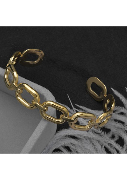 B-33 Kız Arkadaşa Hediye Steampunk Yeni Lüks Paslanmaz Çelik Bayan Bilezik Altın Hollow Açılış Çöp Estetik Takı Bilezik (Yurt Dışından) fiyatları