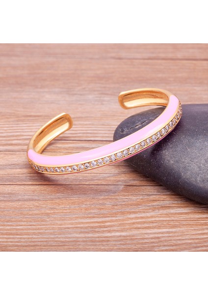 56-58MM Tarzı Kırmızı Gül Yeni Moda Tasarım Yaz Sıcak Satış Kol Aksesuarı Bilezik 9 Renk Şeker Renkli Neon Emaye 5A Kübik Zirkonya Cz Bilezik Hediye (Yurt Dışından) fırsatları