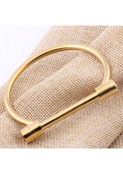 57MM Tarzı Sarı Altın Lxoen Yeni Moda Titanyum Paslanmaz Çelik Bilezikler Çivi Şekilli Manşet Bileklik Kadınlar Için Baget Hint Mücevherleri Pulseiras (Yurt Dışından)