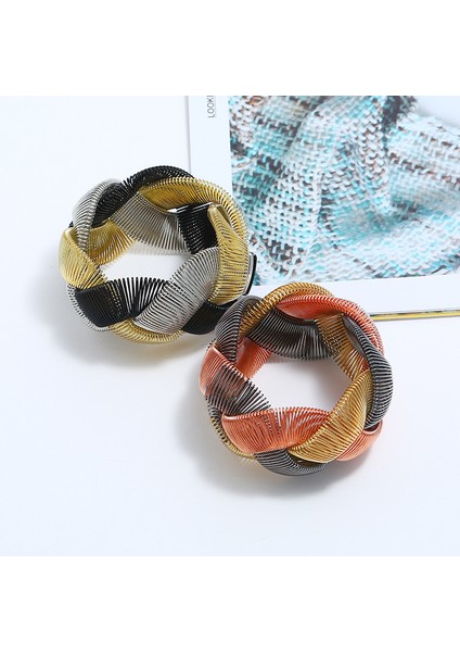 Altın Lzhlq Yeni Moda Takı Aksesuarları Maxi Geniş Bilezik Bilezik Trendy Kaplama Kalın Metal Örgü Bilezik Kadınlar Kol Bilezikleri (Yurt Dışından) fırsatları