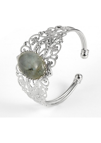 Opal Doğal Opal Oniks Kristal Kaplan Gözü Taş Bilezik Bilezik Erkek Kadın Vintage Gümüş Renkli Çiçek Bakır Boho Sargı Bileklik (Yurt Dışından) fiyatları