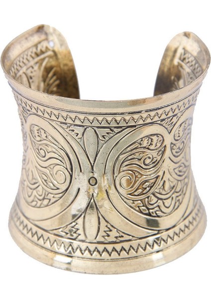 Altın Vintage Oyma Desenli Bilezik Açık Ayarlanabilir Geniş Kolluk Bilezikler Etnik Antika Kadın Takı Aksesuarları Günlük Kullanım Için (Yurt Dışından)