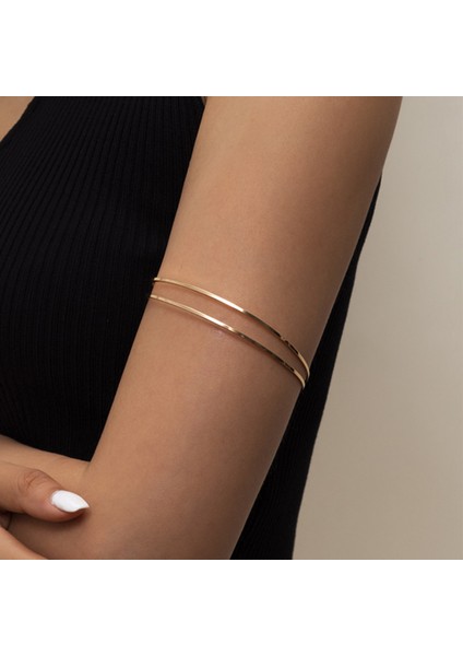 Altın Kadınlar Için Metal Hollow Çift C-Şekilli Kol Bileziği Kolluk El Takısı Geometrik Açık Üst Kol Bileziği Kol Kordonu Kol Bandı Hand Jewelry (Yurt Dışından) fiyatları