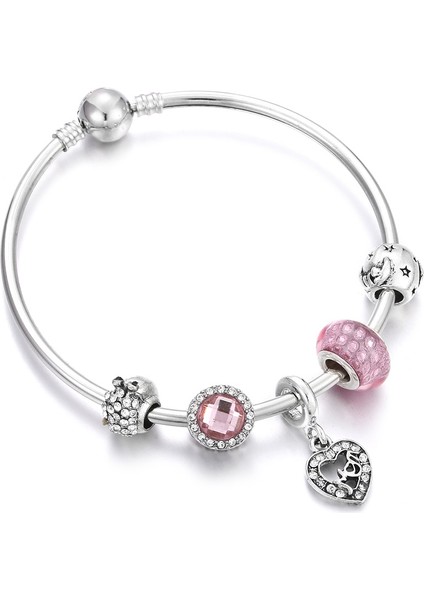 55 mm Tarzı B356 Lüks Kendin Yap Boncuk Gül Altın Kristal Bilezik ve Bilezik Kadın Kalp Arı Boncuklu Bileklikler Zincirli Bayan Pulsera Takı (Yurt Dışından)