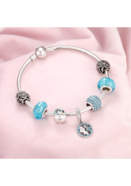 55 mm Tarzı B356 Lüks Kendin Yap Boncuk Gül Altın Kristal Bilezik ve Bilezik Kadın Kalp Arı Boncuklu Bileklikler Zincirli Bayan Pulsera Takı (Yurt Dışından)