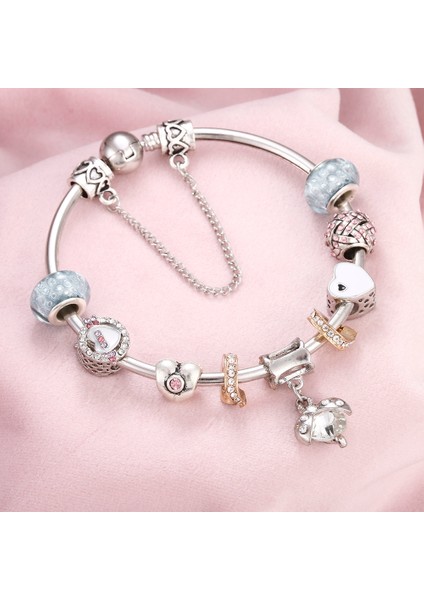 70 mm Tarzı B359 Lüks Kendin Yap Boncuk Gül Altın Kristal Bilezik ve Bilezik Kadın Kalp Arı Boncuklu Bileklikler Zincirli Bayan Pulsera Takı (Yurt Dışından)