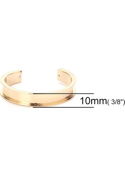 ALTIN-10MM Doreen Kutu Çinko Alaşım Açık Kollu Bilezikler Metal Kendin Yap Moda Bilezikler Cabochon Ayarları Uyuyor 17CM 6 Uzun, 1 Parça (Yurt Dışından)