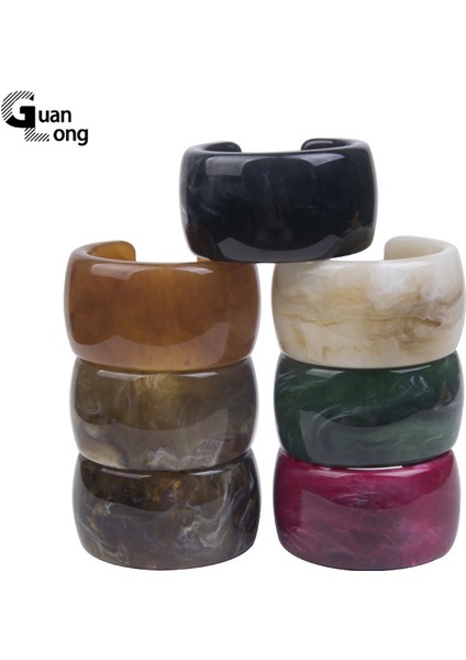 Renk-1 Guanlong Moda Açık Manşet Bilezikler Kadınlar Için Düğün Şans Geniş Bilezikler Kırmızı Reçine Bilezikler Trendy Yüksek Takı (Yurt Dışından) modelleri