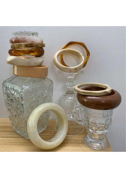 No.13 Boyutu 2021 Yeni Vintage Çok Renkli Reçine Akrilik Geometrik Düzensiz Kare Yuvarlak Bilezik Basit Tarz Bileklik Kadınlar Için Takı (Yurt Dışından)