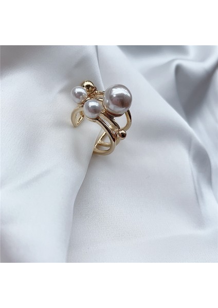 E Huanzhı Geometrik Asimetri Iki Katmanlı Inci Detaylı Ayarlanabilir Basit Takı Bileziği Kadınlar ve Kızlar Için Tatil Bileziği (Yurt Dışından)