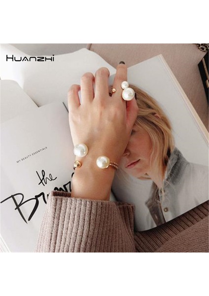 E Huanzhı Geometrik Asimetri Iki Katmanlı Inci Detaylı Ayarlanabilir Basit Takı Bileziği Kadınlar ve Kızlar Için Tatil Bileziği (Yurt Dışından) modelleri