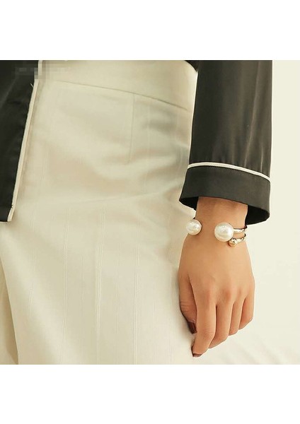 E Huanzhı Geometrik Asimetri Iki Katmanlı Inci Detaylı Ayarlanabilir Basit Takı Bileziği Kadınlar ve Kızlar Için Tatil Bileziği (Yurt Dışından) fırsatları