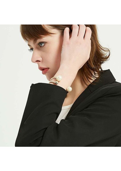 E Huanzhı Geometrik Asimetri Iki Katmanlı Inci Detaylı Ayarlanabilir Basit Takı Bileziği Kadınlar ve Kızlar Için Tatil Bileziği (Yurt Dışından) indirimleri