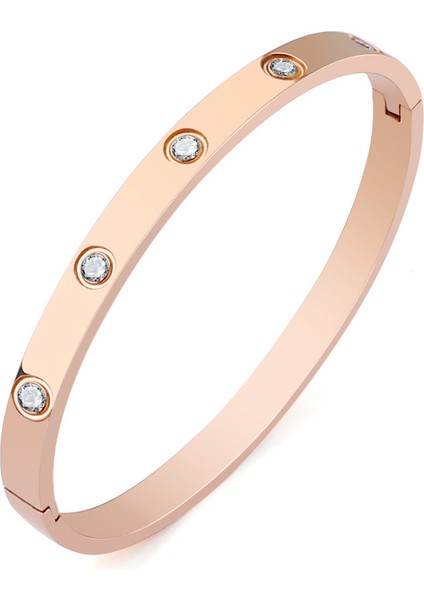 52 mm Tarzı Altın Rengi Wukaka Moda Titanyum Çelik Zirkon Kadın Bileziği Taşlı Paslanmaz Çelik Kristal Bileklik Kadınlar Için Büyük Tasarım Takı (Yurt Dışından) fiyatları