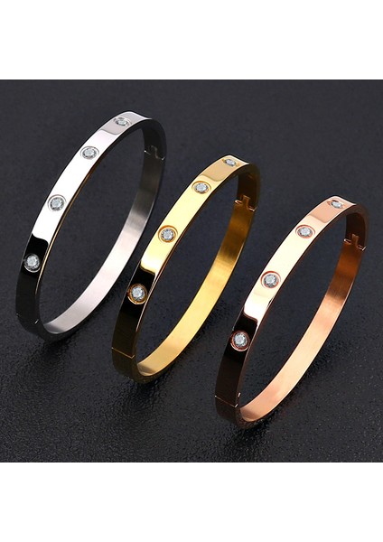 52 mm Tarzı Altın Rengi Wukaka Moda Titanyum Çelik Zirkon Kadın Bileziği Taşlı Paslanmaz Çelik Kristal Bileklik Kadınlar Için Büyük Tasarım Takı (Yurt Dışından) modelleri