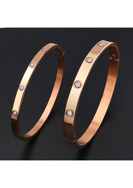 52 mm Tarzı Altın Rengi Wukaka Moda Titanyum Çelik Zirkon Kadın Bileziği Taşlı Paslanmaz Çelik Kristal Bileklik Kadınlar Için Büyük Tasarım Takı (Yurt Dışından) indirimleri