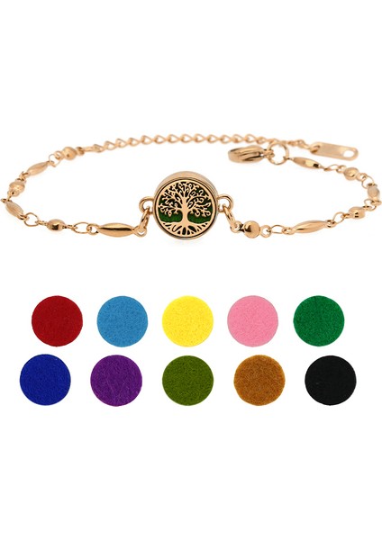 Rose Gold Renk Stili No.36 Beden Rose Gold Yaylı Siyah Zincir Bilezik Çelik Difüzör Kilit Ayarlanabilir Takı Kadın Çocuklar Için Esansiyel Yağ Aroma Parfüm 10 Ped- (Yurt Dışından) fırsatları