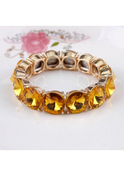 Ayarlanabilir Stil Altın Topaz Zwpon Moda Ayarlanabilir Cam Kristal Lastik Bilezik Kadınlar Için Çok Renkli Kristal Nokta Bilezikler Bayan Takı (Yurt Dışından)