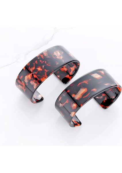 No.7 Boyutu Kadınlar Için Moda Kaplumbağa Kabuğu Kolu Akrilik Geniş Bilezik Bileklik Vintage Reçine Leopar Yuvarlak Trendy Düğün Takı Bir Adet (Yurt Dışından)