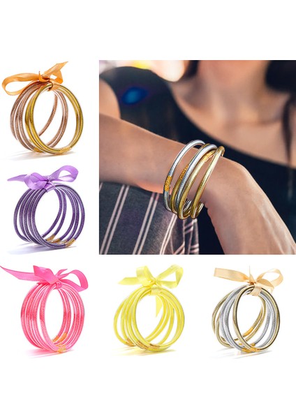 No.8 Boyutu Tüm Hava Bilezik Glitter Dolu Yıldız Tozu Silikon Halka Kadın Kurdeleli Jöle Bilezik Femme Takı (Yurt Dışından)