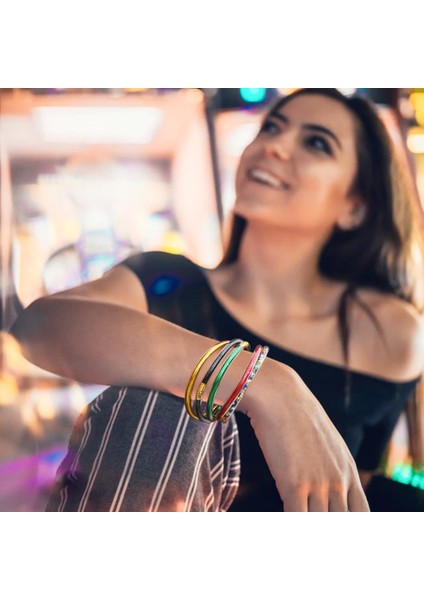 No.8 Boyutu Tüm Hava Bilezik Glitter Dolu Yıldız Tozu Silikon Halka Kadın Kurdeleli Jöle Bilezik Femme Takı (Yurt Dışından)