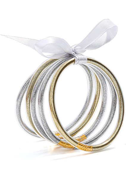 No.8 Boyutu Tüm Hava Bilezik Glitter Dolu Yıldız Tozu Silikon Halka Kadın Kurdeleli Jöle Bilezik Femme Takı (Yurt Dışından)