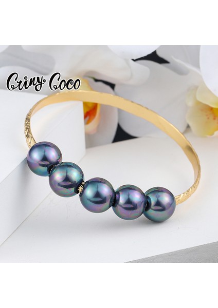 60MM Tarzı SL2171GOBE Cring Coco Bakır Bilezik Polinezya Mikronezya Hawai Takı Geleneksel 7 Renk Inci Bilezik Kadınlar Için (Yurt Dışından) indirimleri